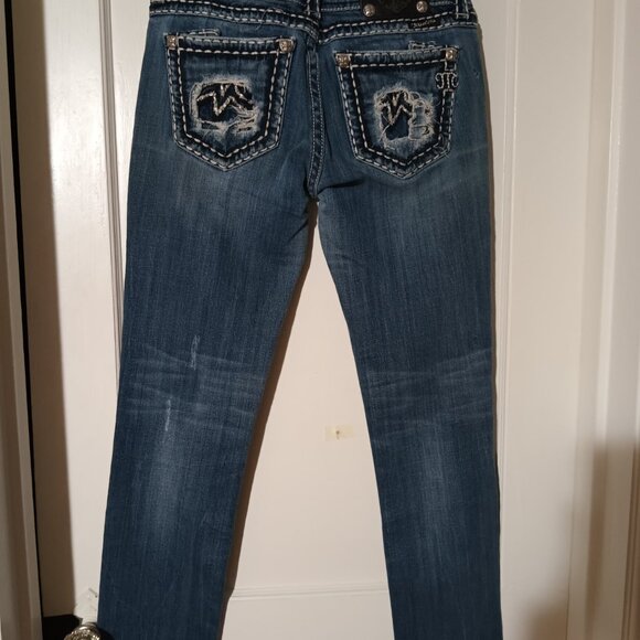 Miss Me Jeans – S 28 Skinny Distressed Jeans– Embellished Pockets - Picture 8 of 14